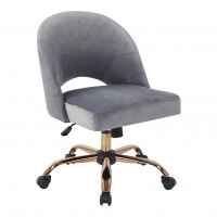 OSP Home Furnishings LUASA-V8 Lula Office Chair in Moonlit Fabric with Rose Gold Base